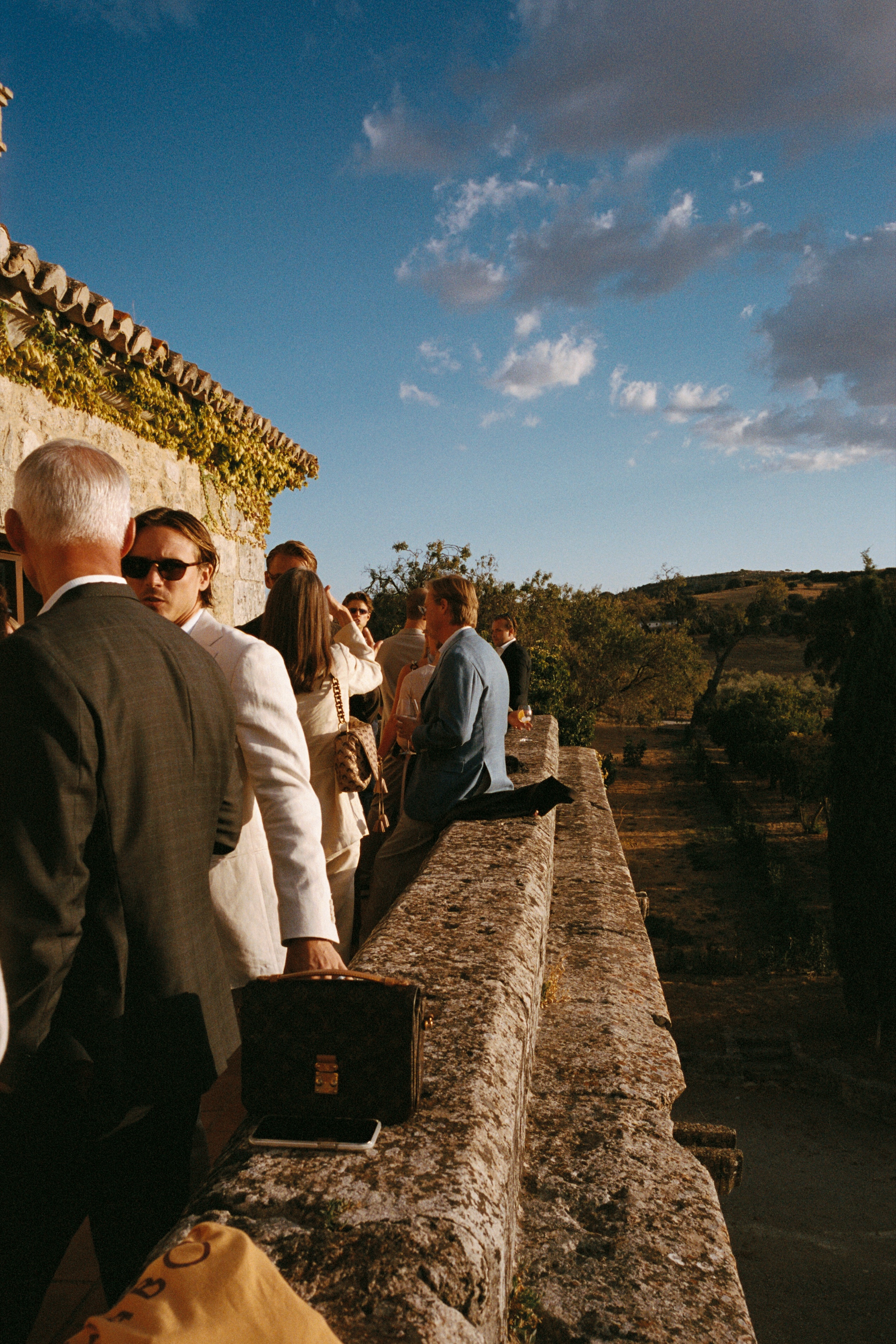 The estate wall at golden hour