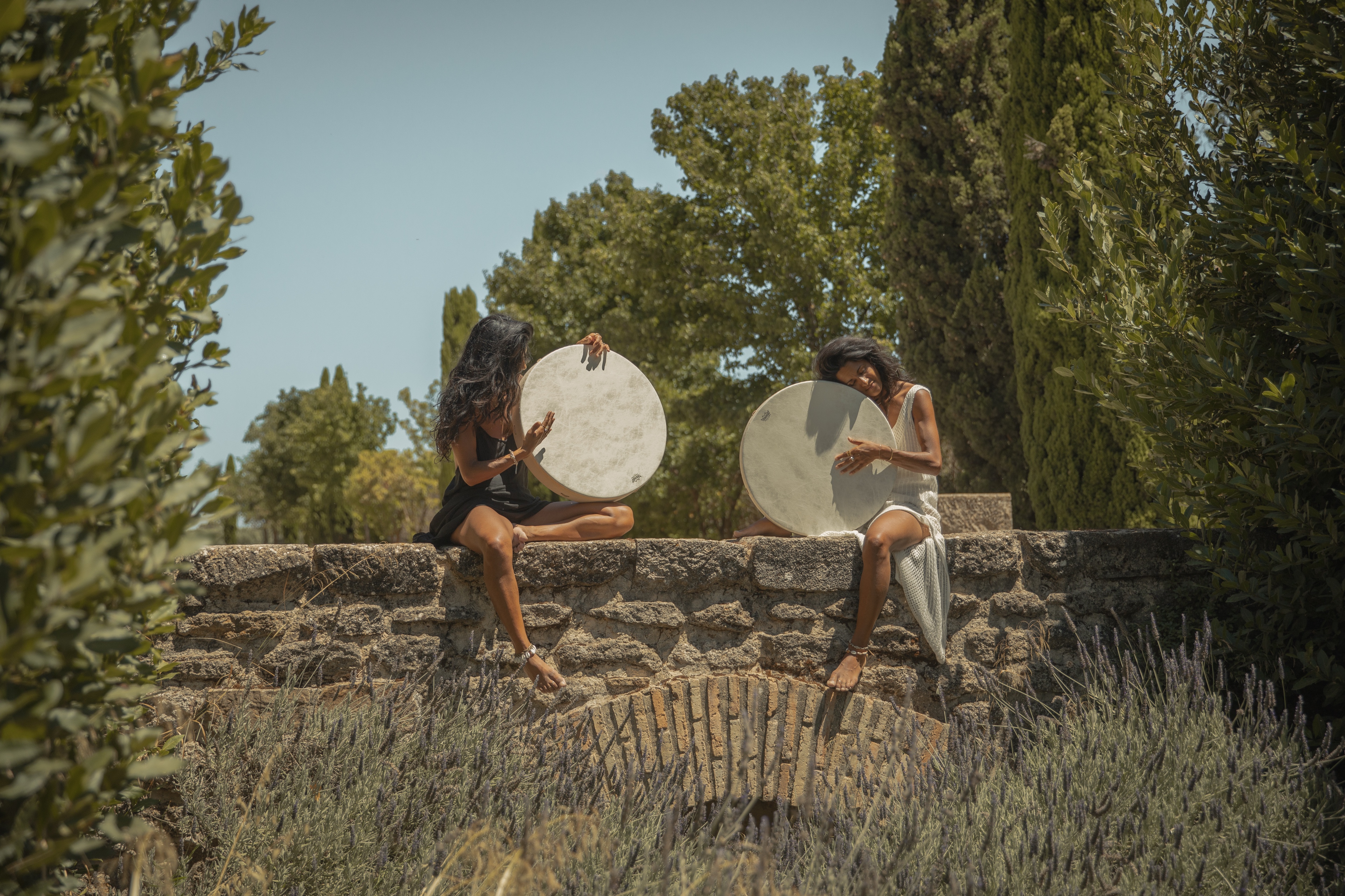 Two women arriving at the estate